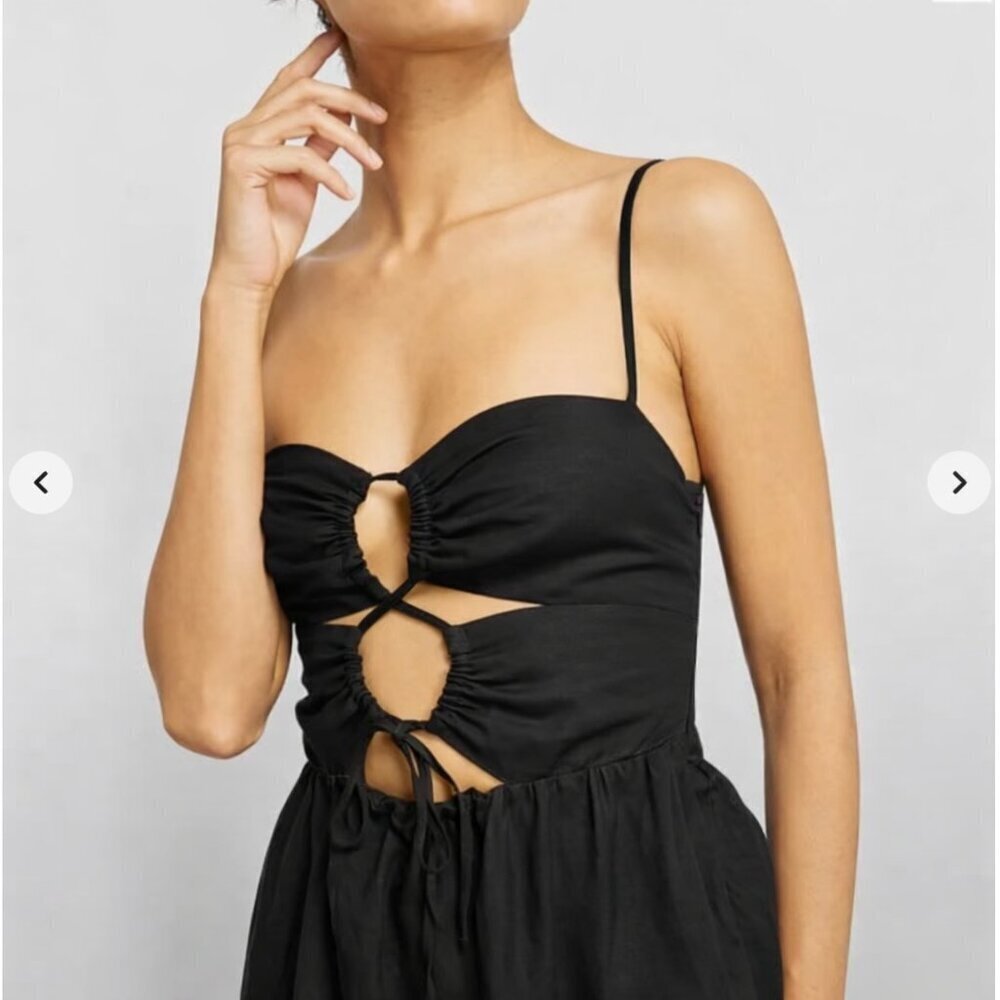 Shona Joy Rubi Lace Up Backless Midi Dress in Black - Picture 2 of 16